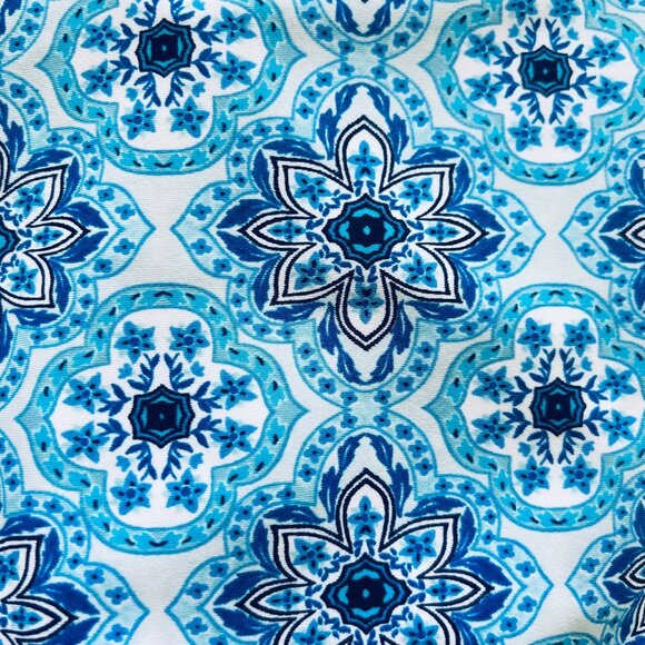 Aqua Et Sol Tunic Swim Cover Up Womens Medium Blue Tile Print UPF 50 Beach Pool - Picture 6 of 9